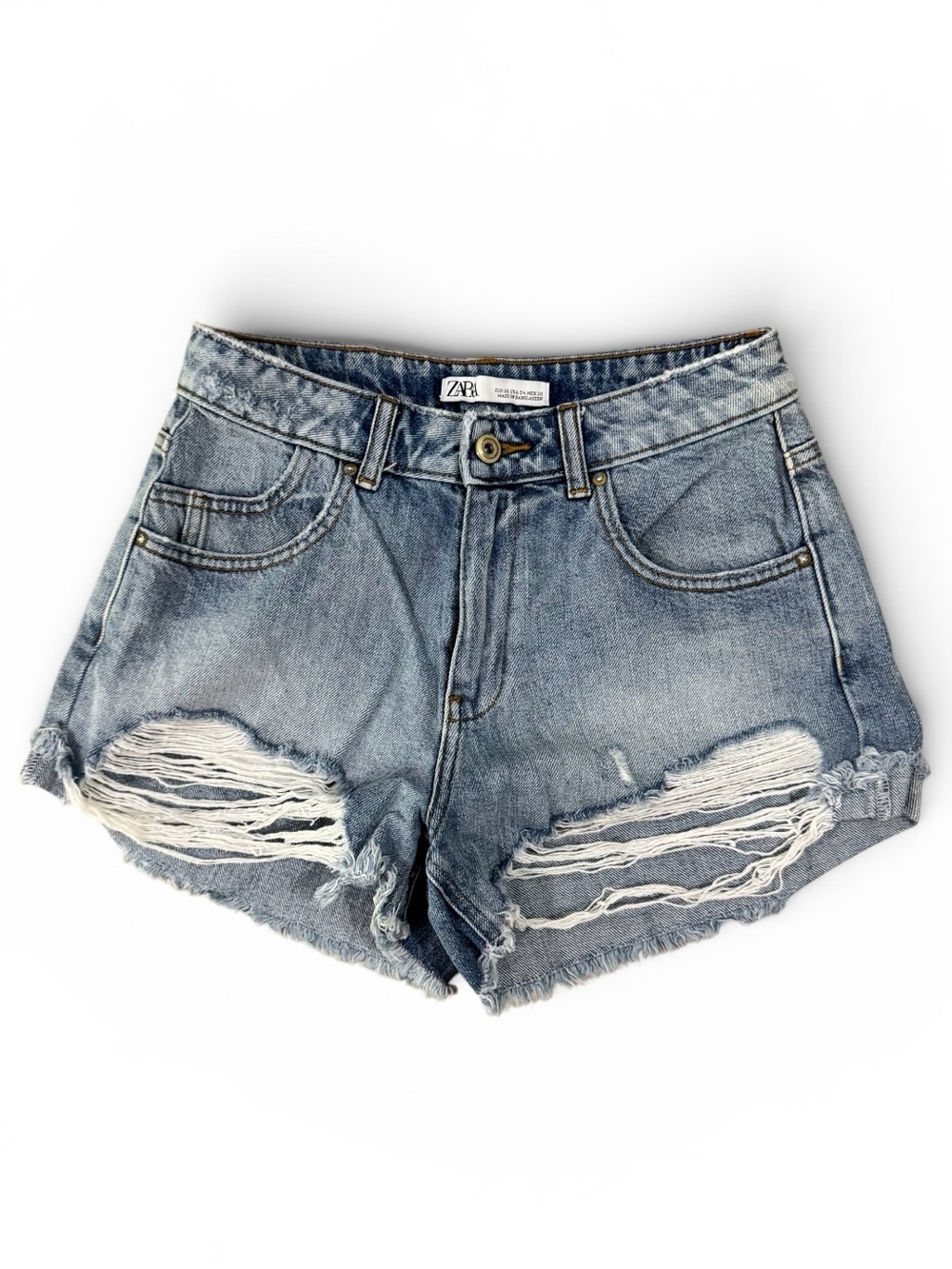 Light Blue Distressed Denim Cutoff Shorts